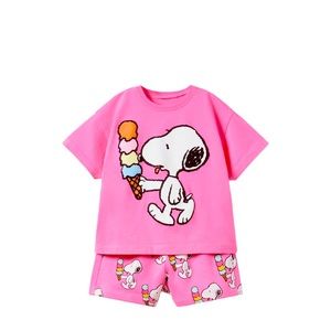 Zara kids snoopy peanuts shorts and tee set size 3-4 great condition